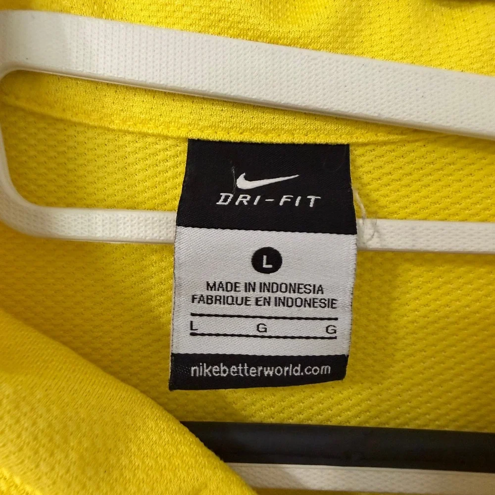 Nike Oregon Ducks Dri-FIT Polo Shirt Mens Large Yellow Black Short Sleeve NCAA